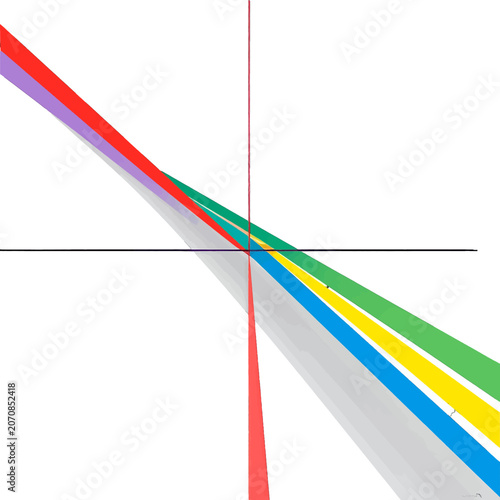 Light spectrum dispersion through a prism effect