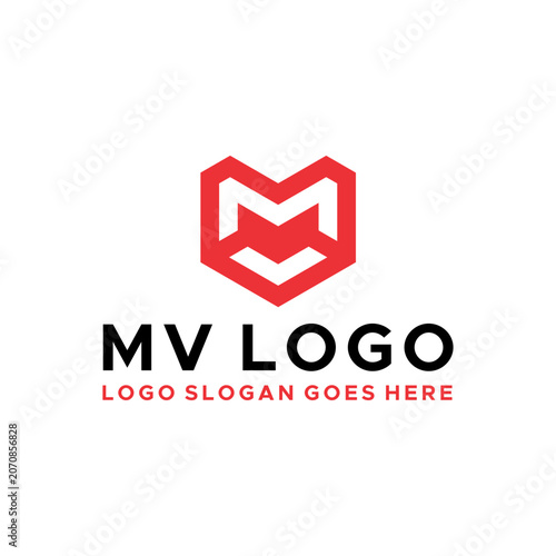 MV Monogram logo vector image