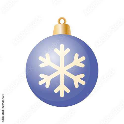 Christmas ball with snowflake icon. Colored silhouette. Front and side view. Vector simple flat graphic illustration. Isolated object on a white background.