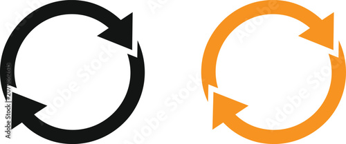 Fotografie Black and orange circular arrow icons for refresh or reload actions