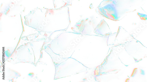 Tableau sur toile Transparent png of shattered glass pieces with colorful blue and green highlight