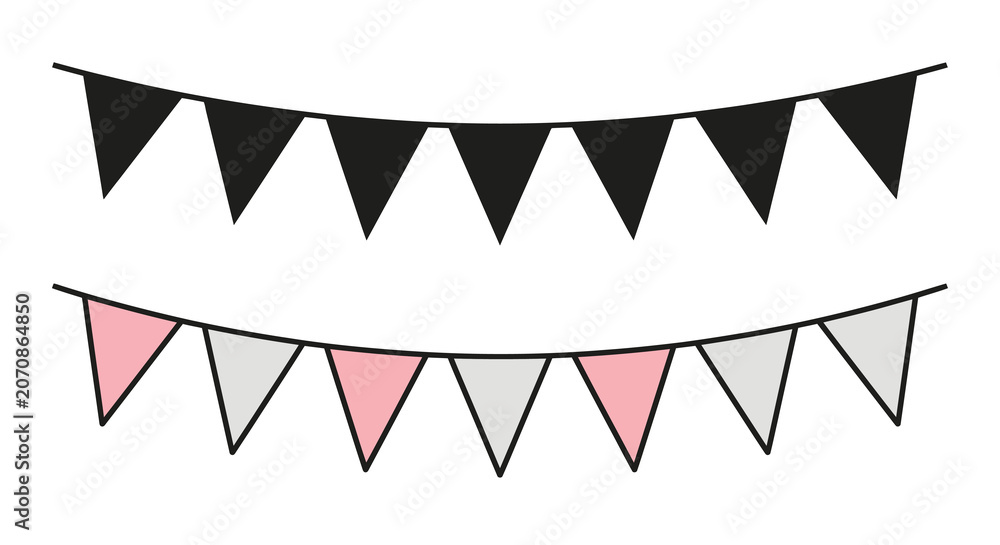 Obraz premium Pennant banners in flat vector style with black and pastel colors