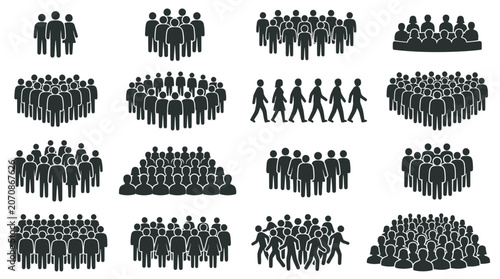 Groups of people standing together.