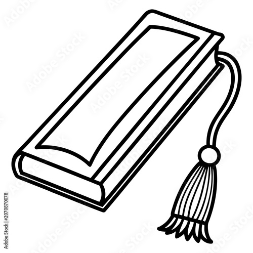 Vintage book with ornamental tassel bookmark sketch style illustration.