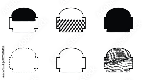 Retro Badge Icon Set, Geometric Label Frames Vector Illustration with Patterns and Outlines