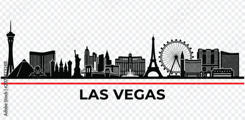 Photography Las vegas city skyline silhouette vector illustration