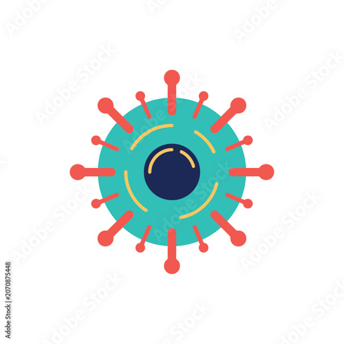 Virus illustration with radial spikes flat vector graphic