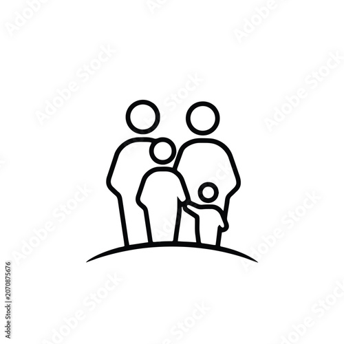 Family Icon Linear Style Depicting Parents And Children