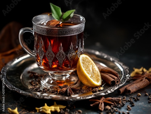 Turkish tea served in a classic glass.
