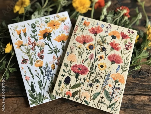 Two 5x7 cards are shown with a bunch of pretty wildflowers.
