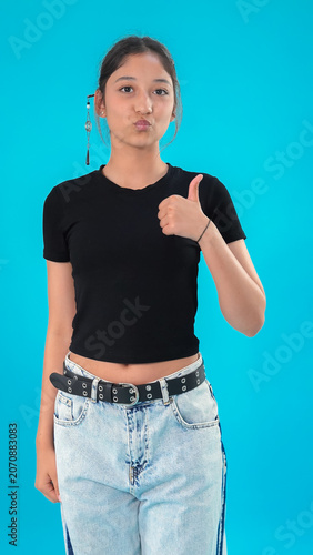 Young woman portrait posing in studio