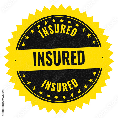 Foto Yellow and black insured badge stamp icon
