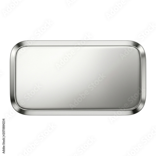 Empty silver rectangular tray isolated on transparent background