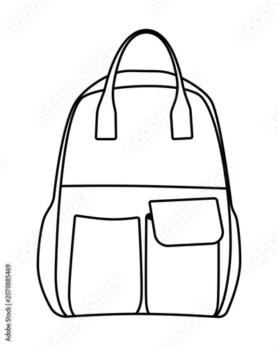 Backpack Outline Vector Illustration. This simple and clean outline design is ideal for design projects, educational materials, or fashion sketches.
