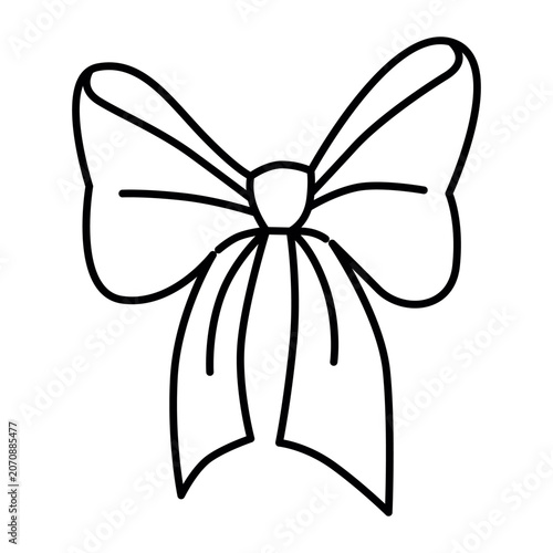 Elegant Bow Design Black and White Vector Illustration. The outline style provides a clear and modern look, suitable for various design and decorative projects.
