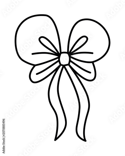 Elegant Bow Design Black and White Vector Illustration. Simple black and white vector illustration of an elegant bow.