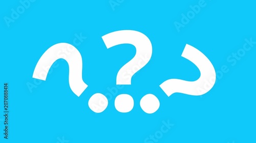 Three white question marks take centre stage in this clean, minimalist animation, perfectly capturing the essence of a query, doubt, or problem-solving session. Designed against solid blue background
