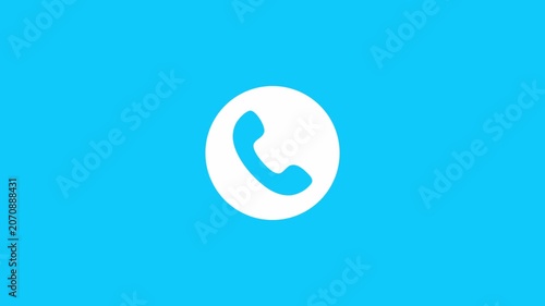Vibrating phone icon animation representing incoming call on blue background