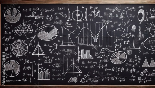 hand drawn math and science formulas on chalkboard background educational doodle style classroom texture for school design