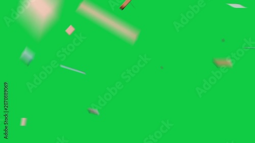 Rectangular panels drifting on transparent bg, entering off-frame, rotating, forming even spread