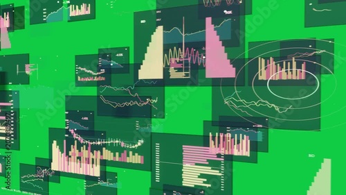 Motion starting floating tiles moving forward scaling clustering on transparent bg showing metrics