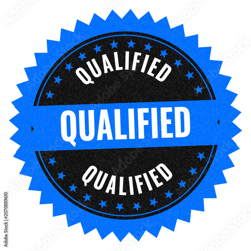 Quadro su tela Blue and black qualified seal badge icon