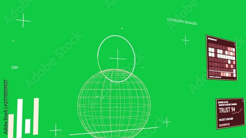INTRUSION DETECTED starting ring aligning over pink globe, probe rising, locking, transparent