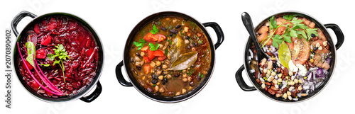 Fotografia PNG Vibrant hearty soups trio on transparent background