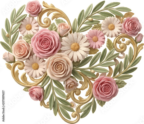 Heart shaped floral arrangement with roses