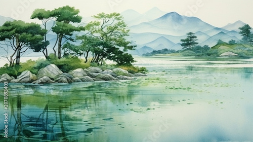Golden Sunlight Twinkling on a Tranquil Lake