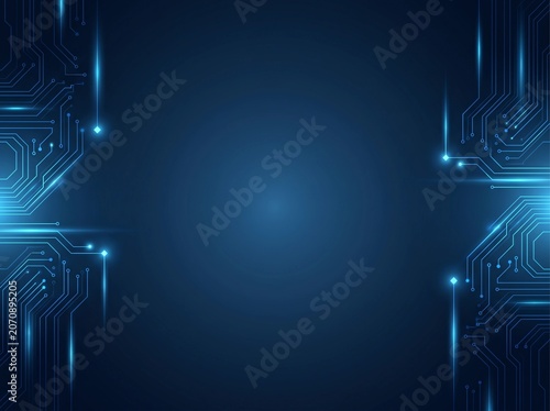 Abstract Blue Technology Background with Digital Circuit Board Pattern