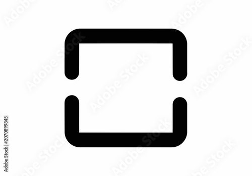 A very simple black icon of two semi connected rounded rectangles stacked vertically