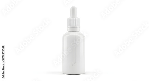 White dropper bottle mockup realistic product presentation for serum oil and cosmetic branding
