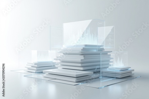 Futuristic Data Visualization Concept with Abstract Platforms