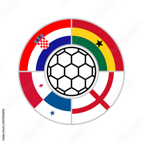 circle icon of croatia, ghana, england and panama flags. football concept. vector illustration isolated on white background