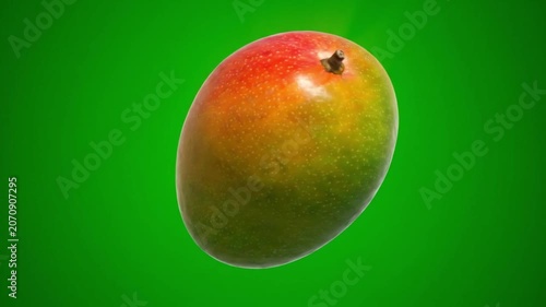 Half Cantaloupe Rotating Slow Motion Against Bright Green Screen