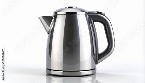 3D modern electric kettle with handle and spout icon isolated on white