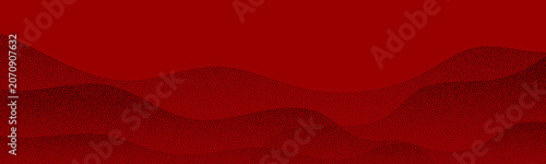 Minimal eastern landscape with decorative mountain lines and sea waves.