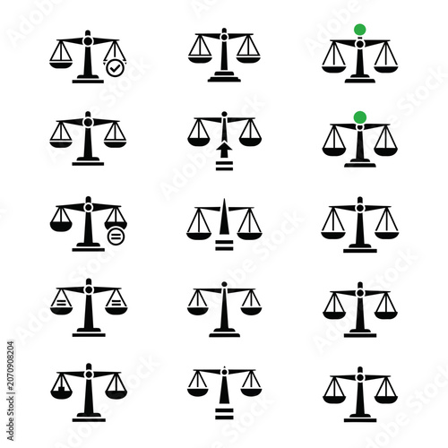 Obraz na płótnie Set of modern scales icons for law, justice, and balance concepts