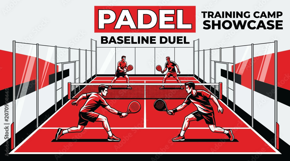 Naklejka premium Padel Tennis Court Training Camp Showcase Competition