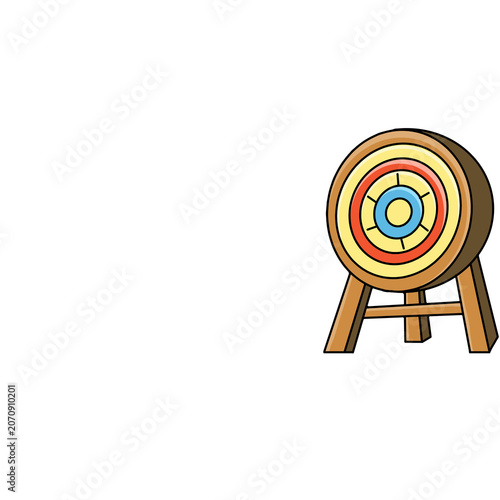 Circular wooden target board for axe throwing or archery vector icon