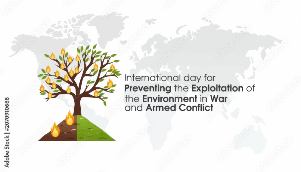 Fototapeta premium International day for preventing the exploitation of the environment in war and armed conflict