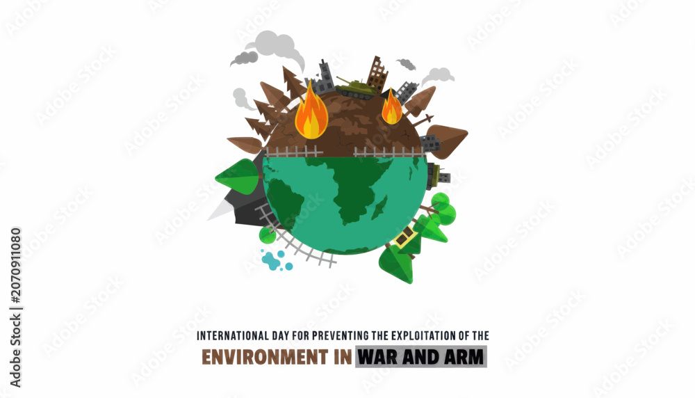 Fototapeta premium International day for preventing the exploitation of the environment in war and armed conflict