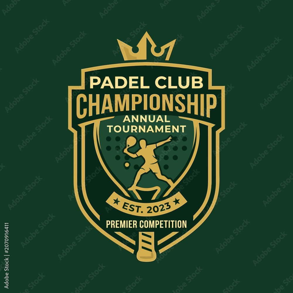 Fototapeta premium Padel Club Championship Annual Tournament Premier Competition Est 2023 Logo Design