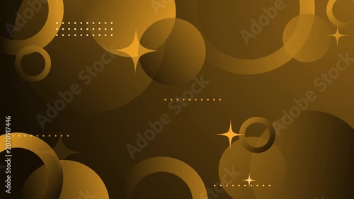 Abstract geometric background with overlapping circles animation, rings and starbursts on dark gradient backdrop