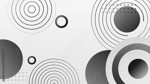 Abstract background with concentric circles and gradient spheres animation