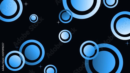 Bright concentric circles background with small star sparkles animation, vibrant retro geometric pattern