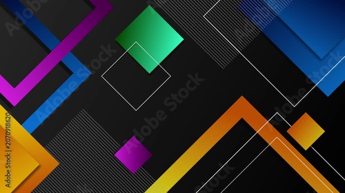Abstract background with overlapping geometric squares and angled lines animation