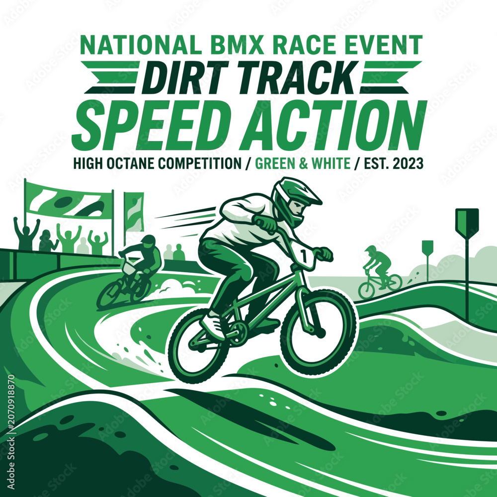 Fototapeta premium National Bmx Race Event Speed Action On Dirt Track