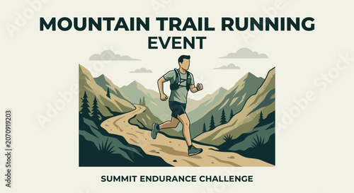 Mountain Trail Running Event Summit Endurance Challenge Illustration